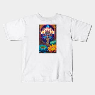 Tree of Life Mandala Lotus FLowers Kids T-Shirt